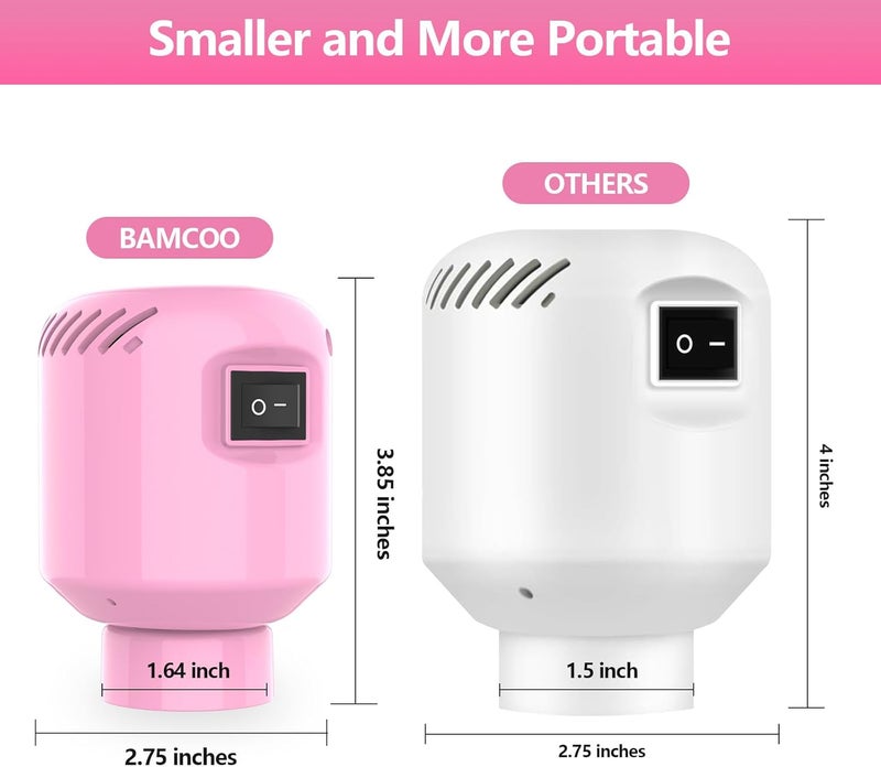 BAMCOO Electric Pump for Vacuum Storage Bags, Travel Vacuum Pump for Various Vacuum Seal Bags Portable Vacpack Air Pump for Compression Clothing Blanket Luggage Pink (Storage Bag Not Included) - Image 3